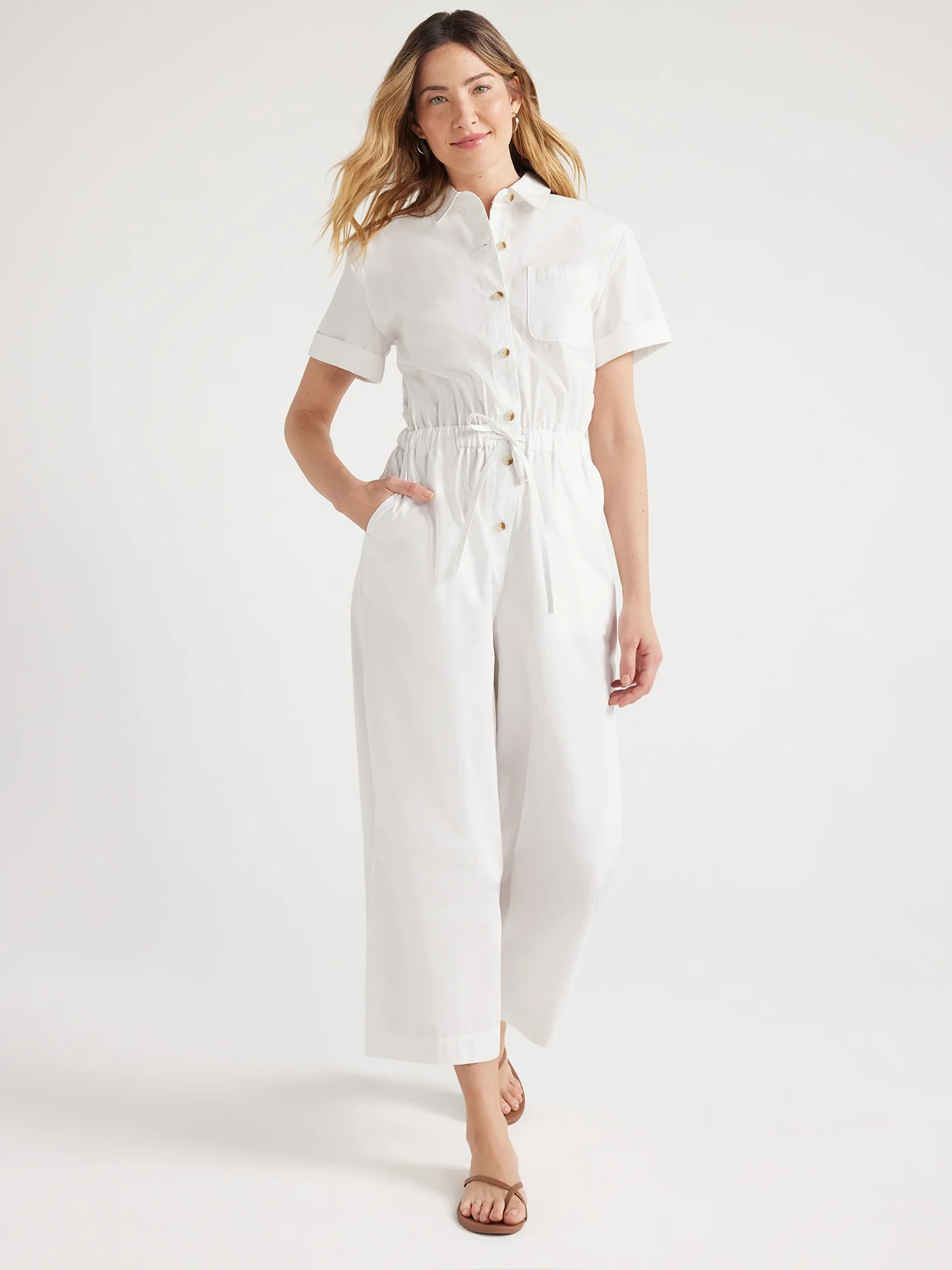 Free Assembly Women’s Wide Leg Utility Jumpsuit, 25 1/4” Inseam, Sizes XS-XXL | Walmart (US)