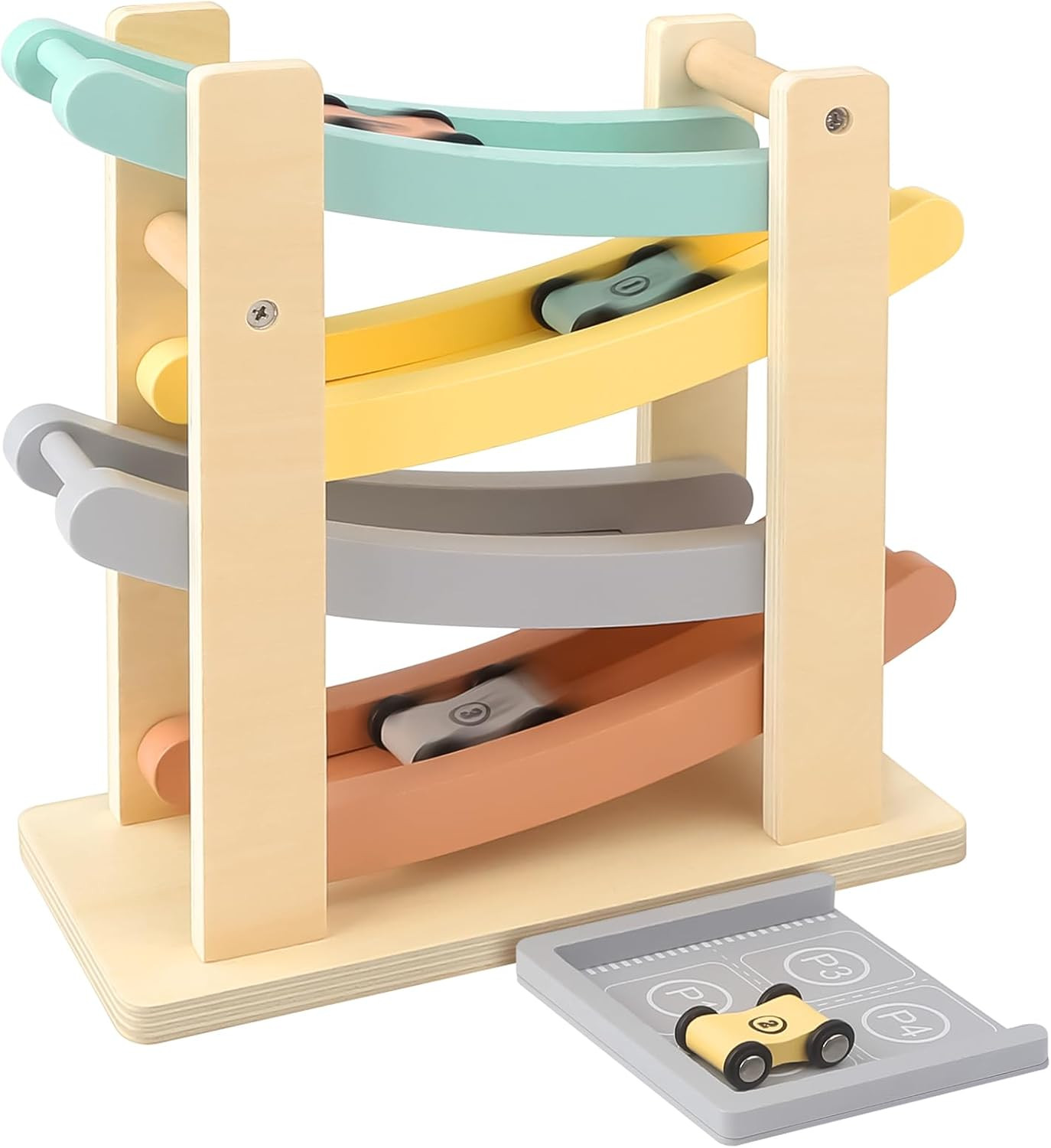 Joyreal Montessori Toys for 1 2 Year Old Boys and Girls - Soft Color Wooden Car Ramp Race Track S... | Amazon (US)