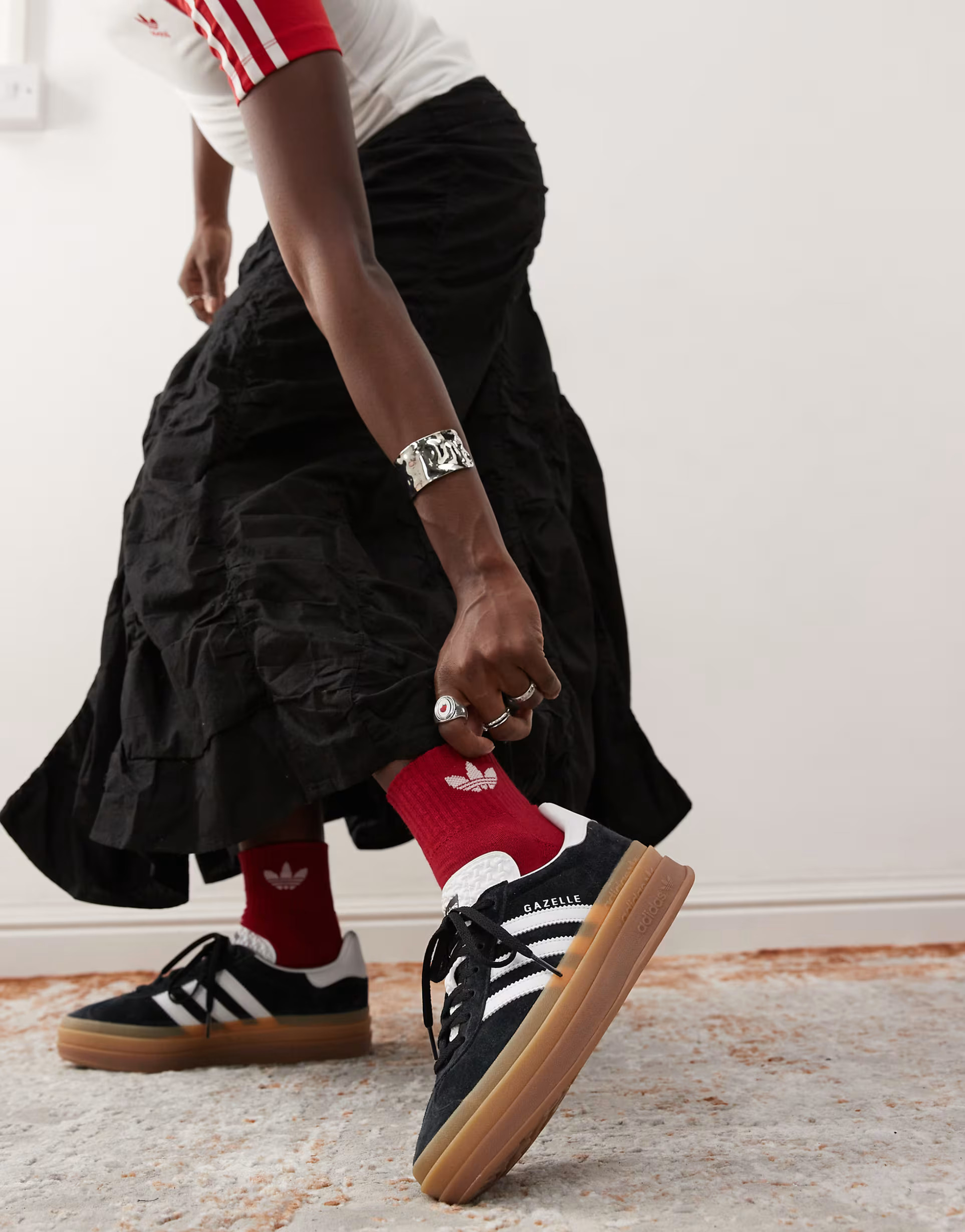 adidas Originals Gazelle Bold trainers in black and white | ASOS (Global)