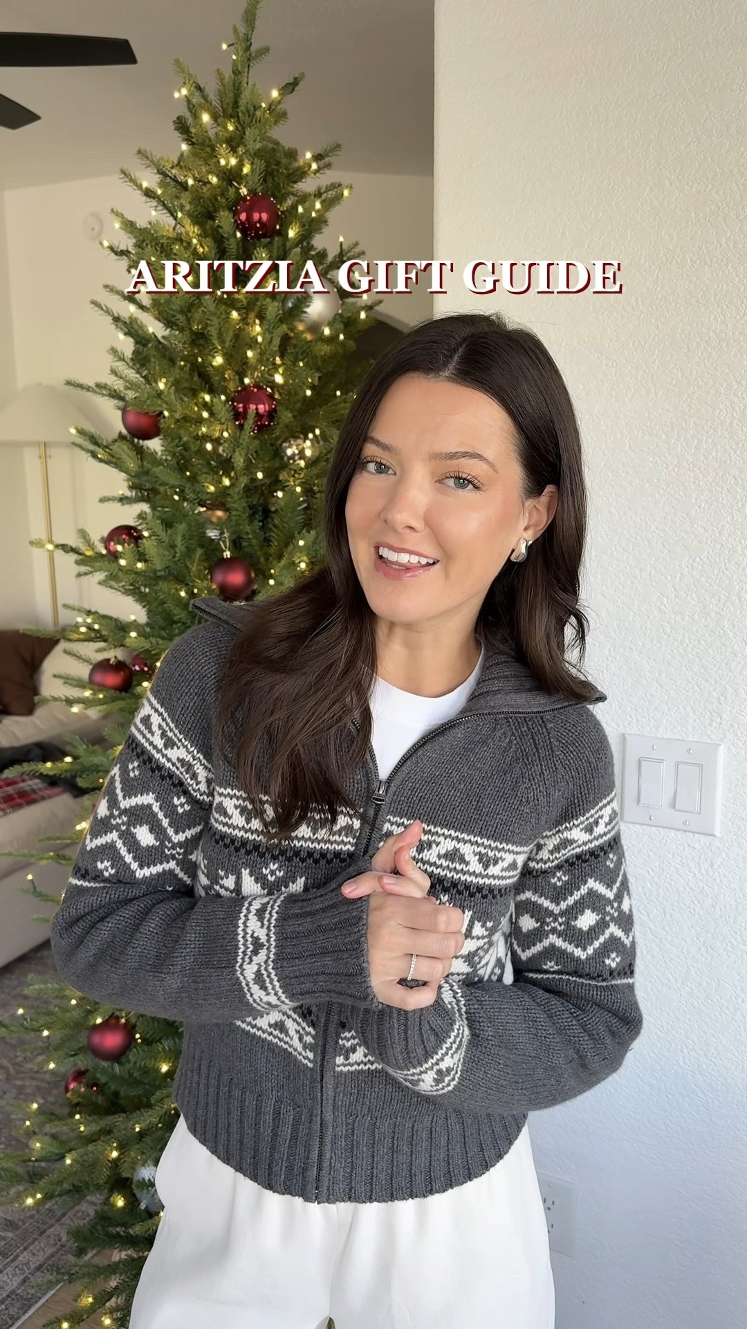Gift-worthy winter essentials from @aritzia! I’m 5’7” and wearing a size small in everything except for the striped sweater and zip-up sweater, which I sized up to a medium in. I typically wear a size small/25/2 in everything at Aritzia. #aritziapartner