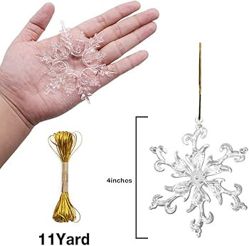 VGOODALL 36PCS Christmas Snowflake Decorations, 4inch Icicles Ornaments Set Clear Snowflake Acryl... | Amazon (US)