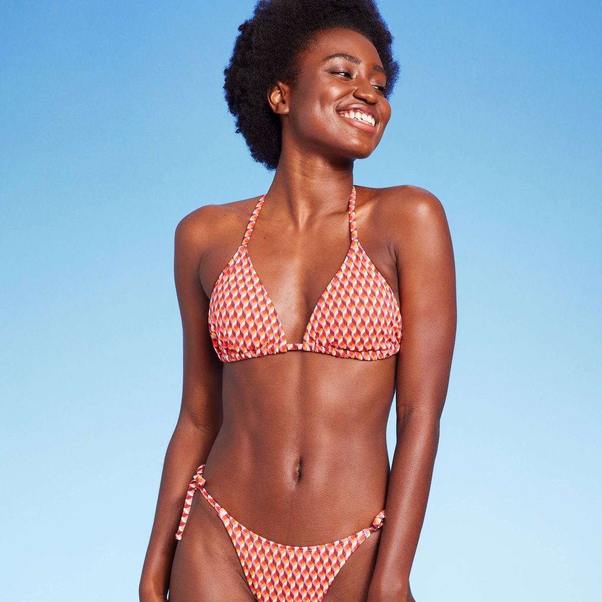 Women's Ribbed Triangle Bikini Top - Wild Fable™ Geo Print | Target