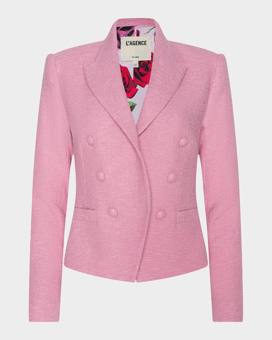 L'Agence Brooke Double-Breasted Boucle Blazer | Neiman Marcus