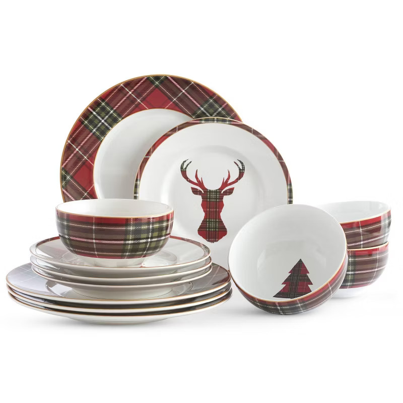 222 Fifth 12pc Wexford Dinnerware Set Red | Target