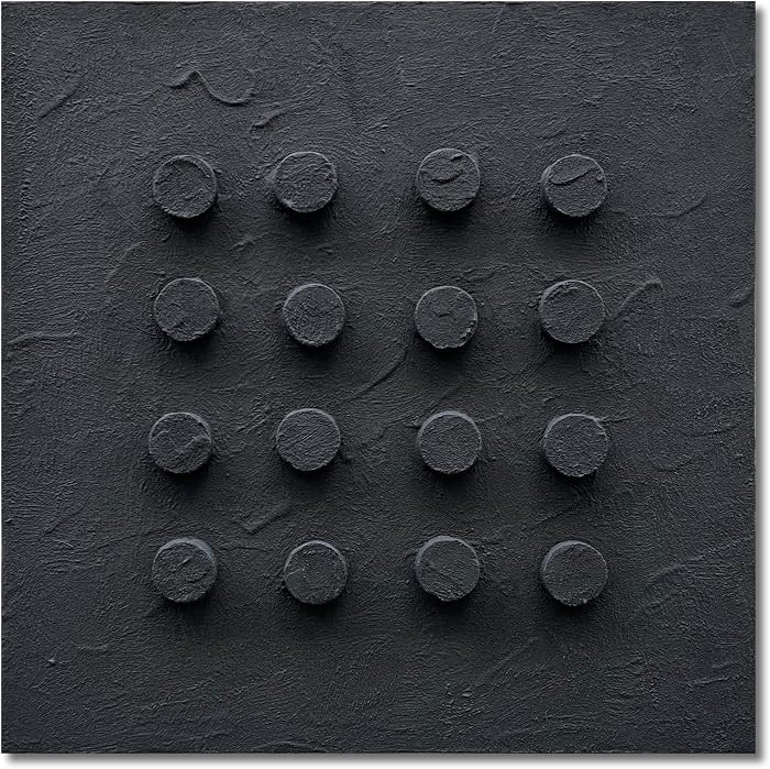NANKAI Art Hand-Painted Black Thick Texture Abstract Art Oil Painting 24x24 inch Modern Minimalis... | Amazon (US)