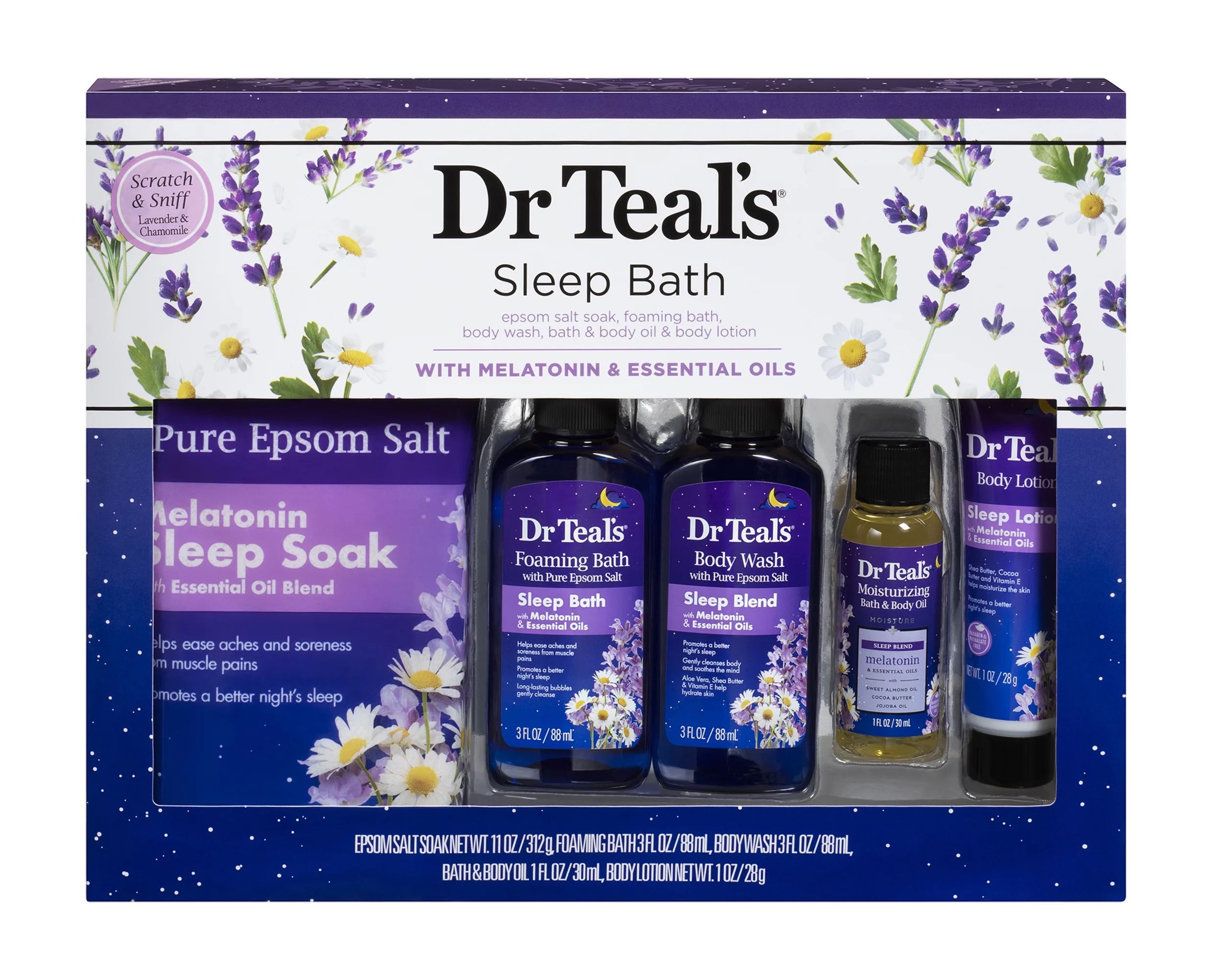 Dr Teal’s Sleep Bath Gift Set, Melatonin & Essential Oils, 5 Piece - Walmart.com | Walmart (US)