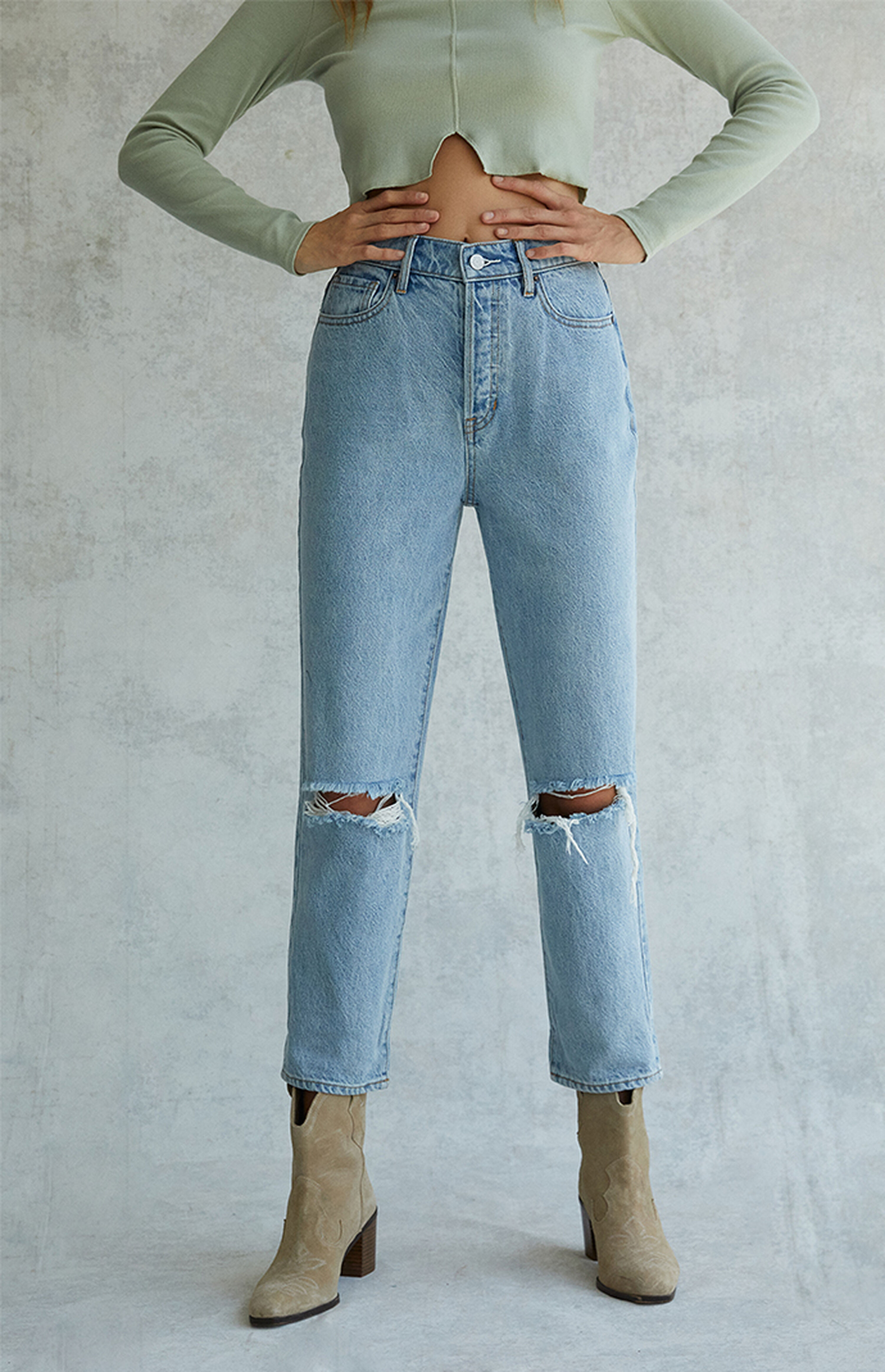 PacSun Light Blue High Waisted Straight Leg Jeans | PacSun