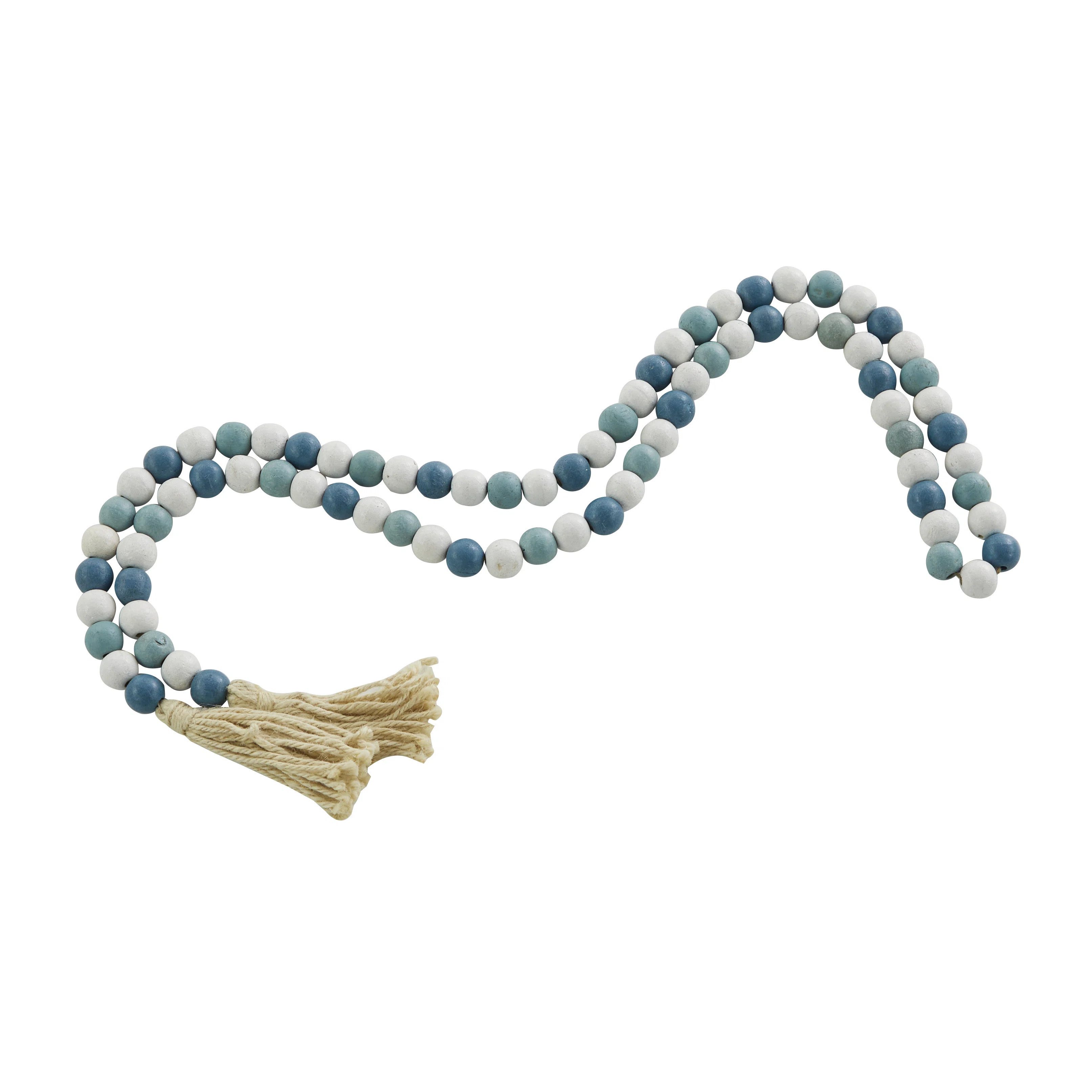 Mango Wood Handmade Round Long Carved Beaded Garland with Tassel | Wayfair North America