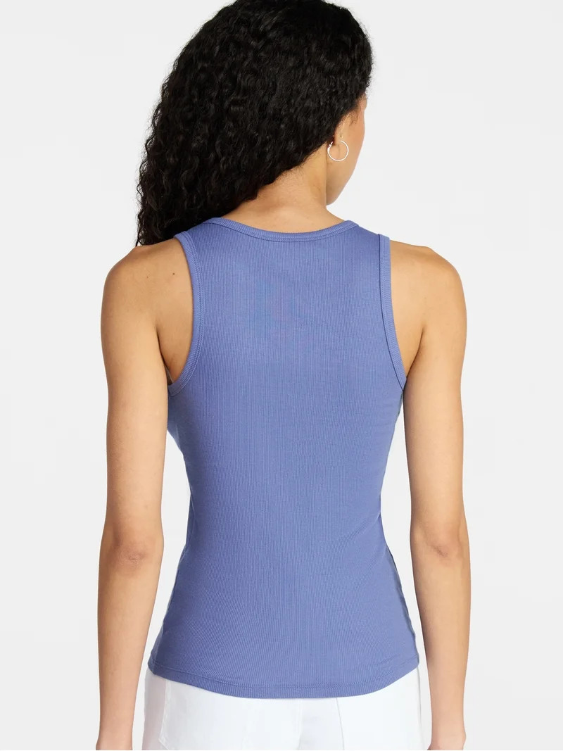 No Boundaries Ribbed High Neck Tank Top, Women's XXS-XXL | Walmart (US)