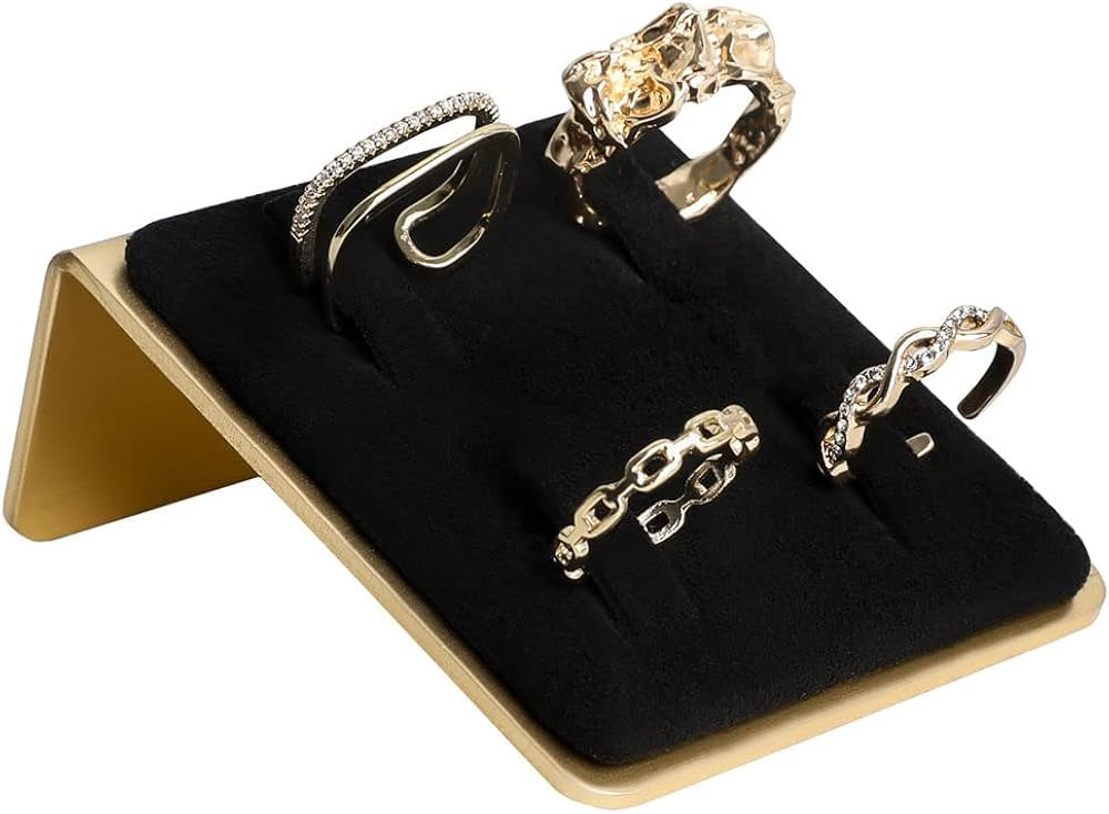 GemeShou black Jewelry ring holder for women, retail ring display, small velvet ring storage orga... | Amazon (US)