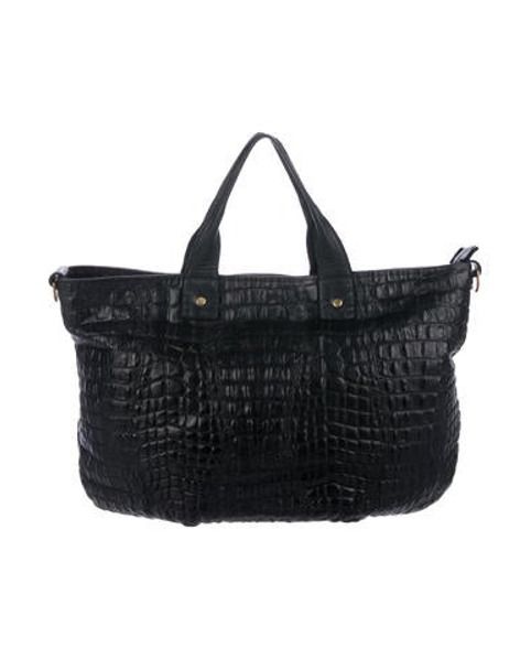 Clare V. Embossed Leather Vivier Messenger Black | The RealReal