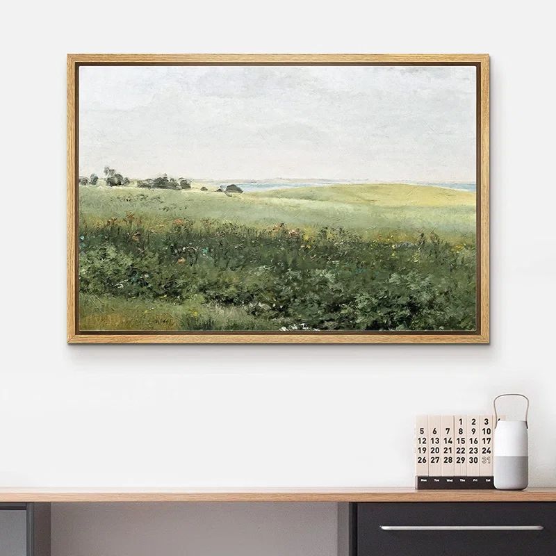 Green Meadow Hillside With Plants And Flowers Nature - Painting on Canvas | Wayfair North America