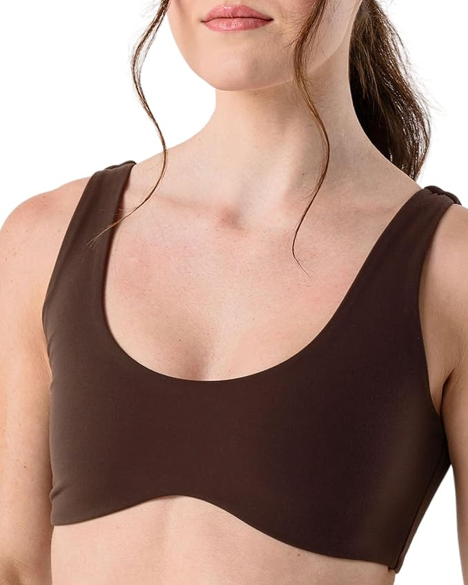 Kamo Fitness Cleo Scoop Neck Wireless - Double Lined Minimal Yoga Bralette | Low Impact Sports Br... | Amazon (US)