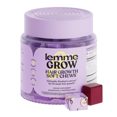 Lemme Grow Soft Chews - Hair Growth & Skin Support - Clinically Studied Lustriva - Mixed Fruit Flavor - 30ct | Target