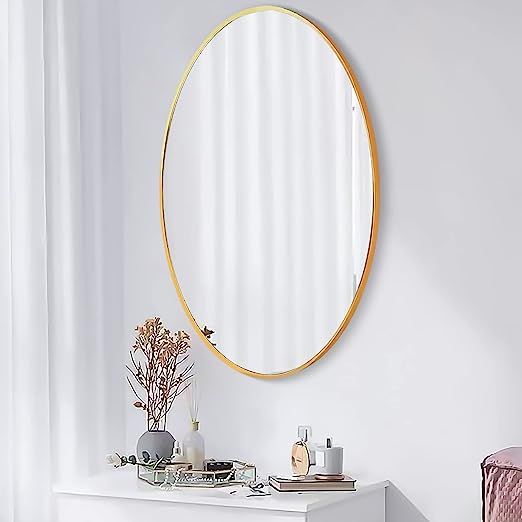 SCWF-GZ 20x30 Oval Mirror Round Full Length Wall Mounted Hanging or Against Wall Metal Frame Dres... | Amazon (US)