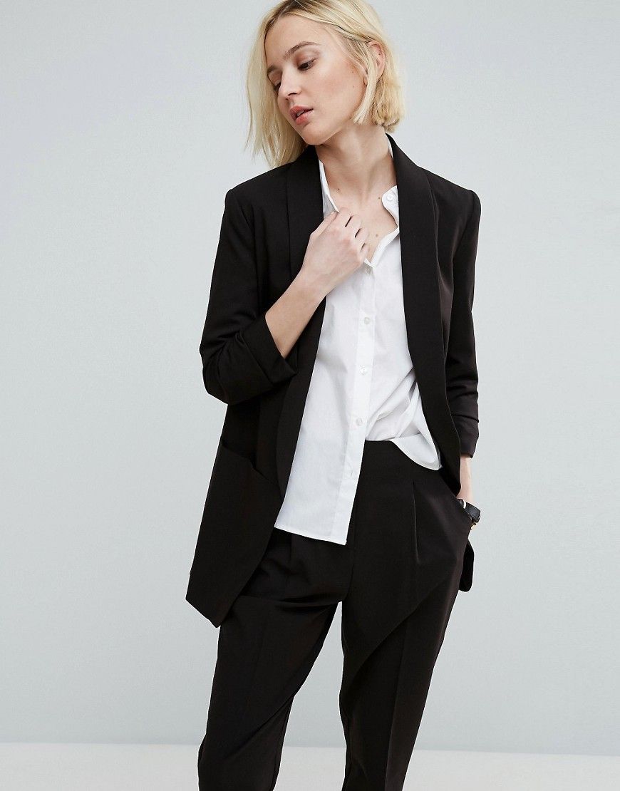 ASOS Mix & Match Blazer with Rouched Sleeve - Black | ASOS US
