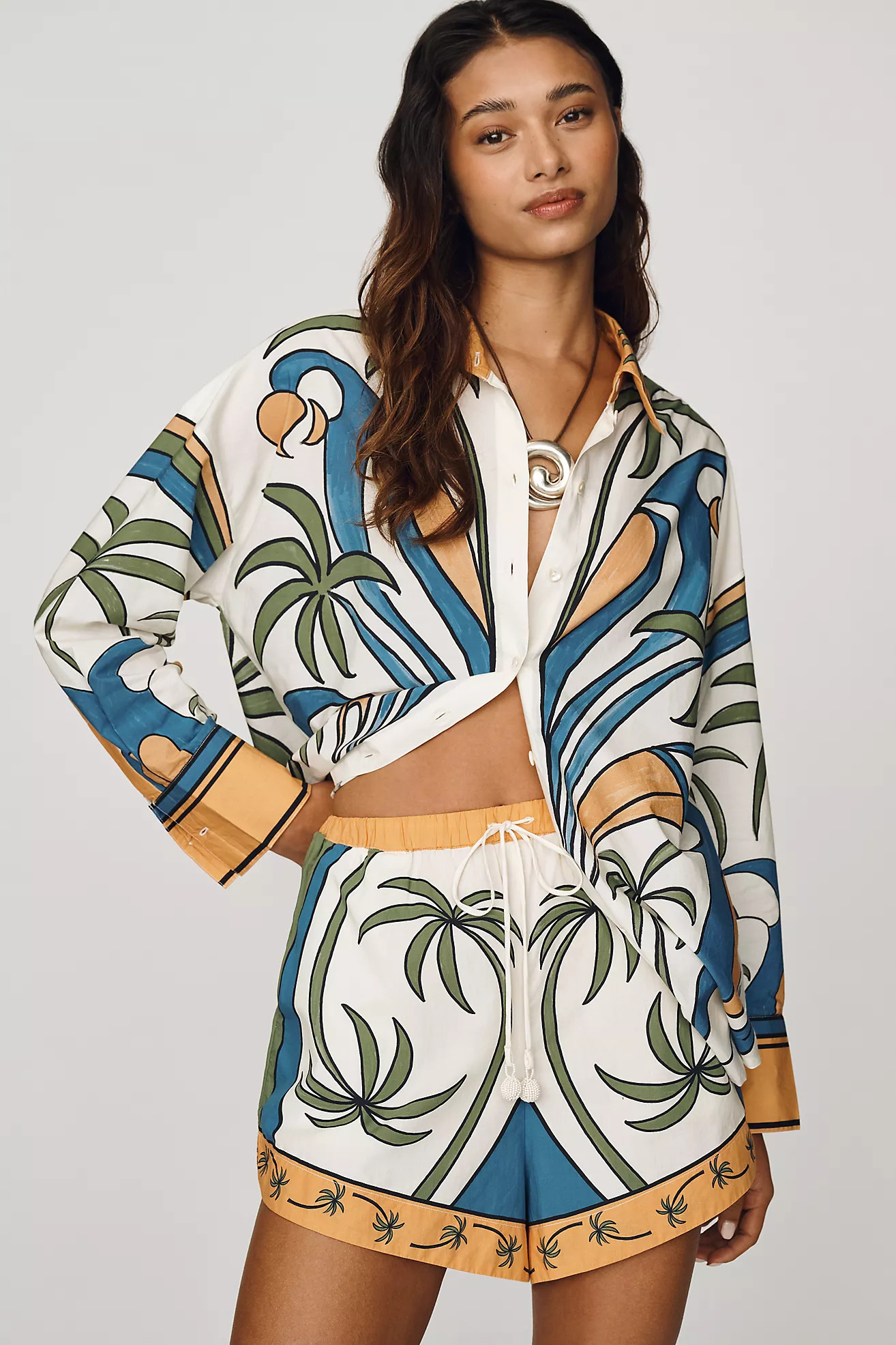 Farm Rio Cotton Geometric Shorts | Anthropologie (US)