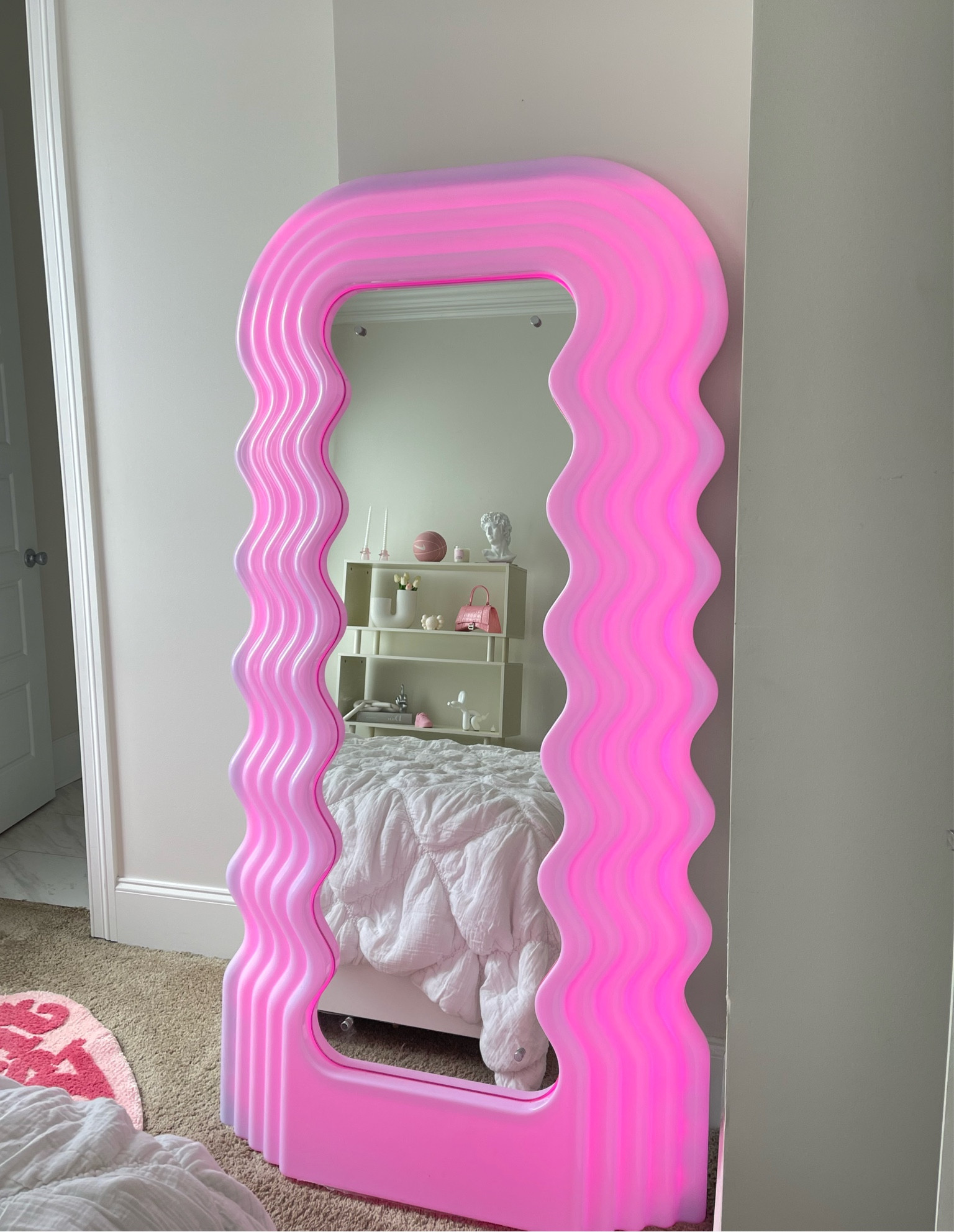 mirror Iinks to add higher to the feed <3 

ultrafragola mirror. pink full body mirror wavy light up led mirror. Aesthetic girly room decor  

#LTKhome #LTKstyletip #LTKsalealert