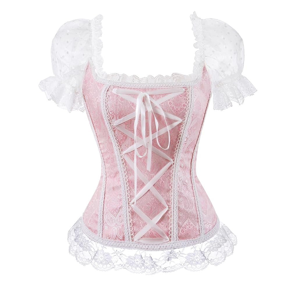 Corsets for Women with Sleeves Zipper Party shapewear costume Lace Front Top Plus Size | Amazon (US)