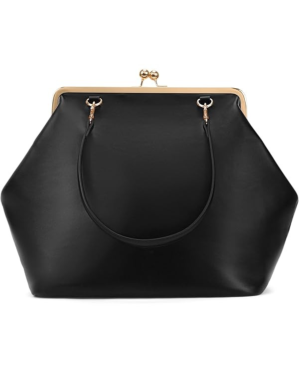CATSEA Large Women's Kiss Lock Bag PU Medium Top Handle Handbags Kiss Clasp Shoulder Bags Tote Pu... | Amazon (US)