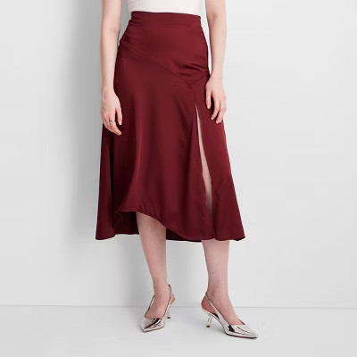 Women's Flowy Satin Midi Skirt - Future Collective | Target
