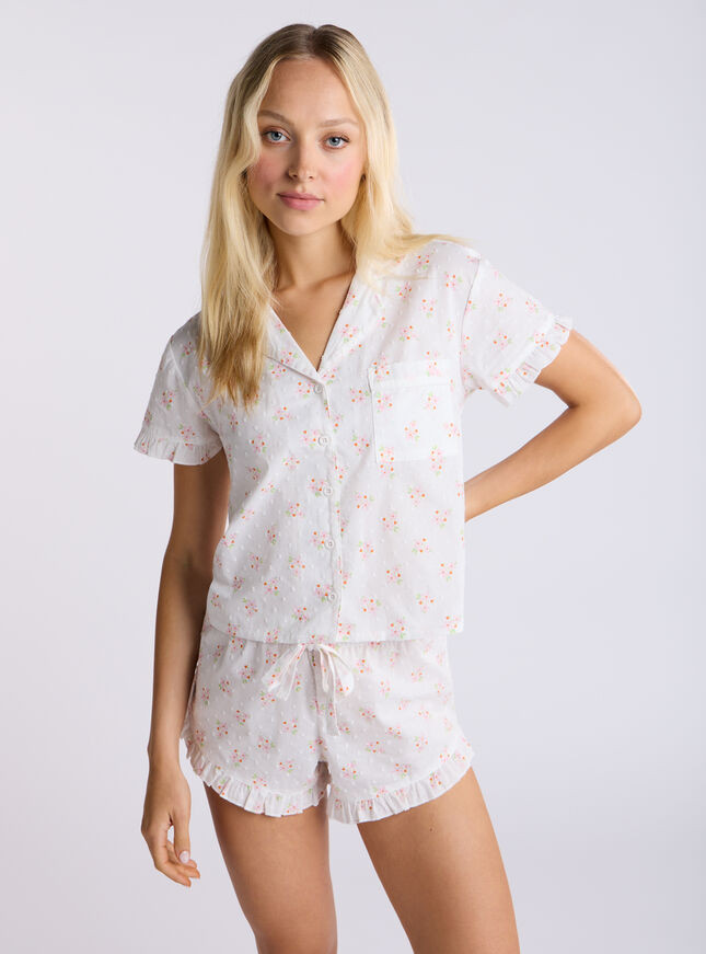 Ditsy floral cotton short pyjama set - Ivory Mix | Boux Avenue (UK)