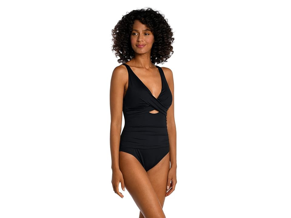 La Blanca Island Goddess Cross Front Keyhole Mio (Black) Women's Swimsuits One Piece | Zappos