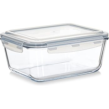Large Glass Food Storage Container - Baking Containers with Hinged Locking Lids. 100% Leak Proof.... | Amazon (US)