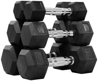 Fitvids Rubber Encased Hex Dumbbell Set Contoured Handle for Muscle Toning, Strength Building & F... | Amazon (US)