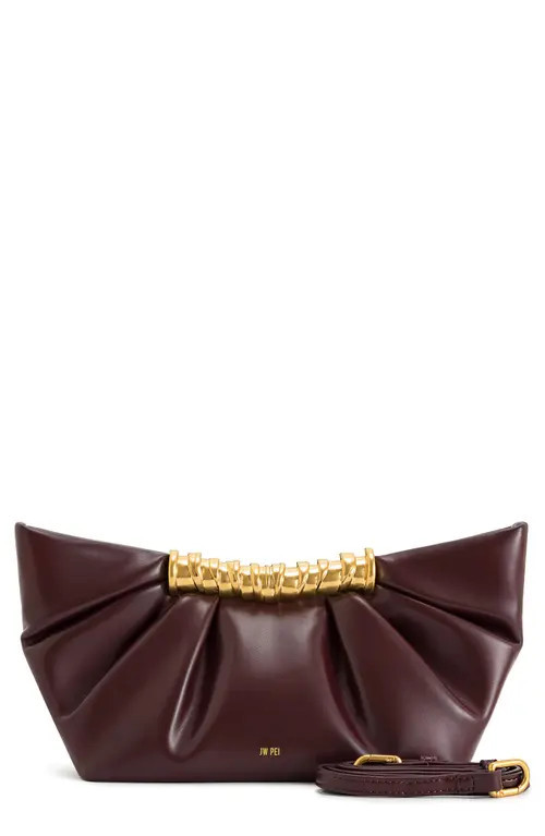 JW PEI Leia Pleated Faux Leather Clutch in Deep Burgundy at Nordstrom | Nordstrom