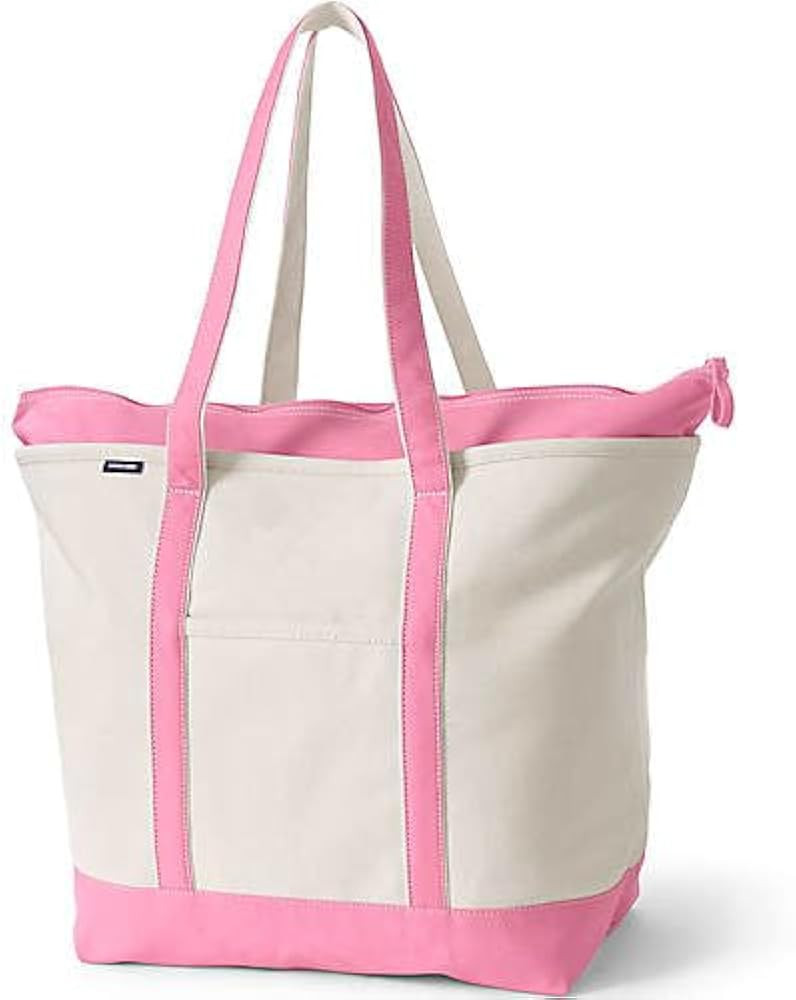 Lands' End Zip Top Long Handle Canvas Tote Bag | Amazon (US)