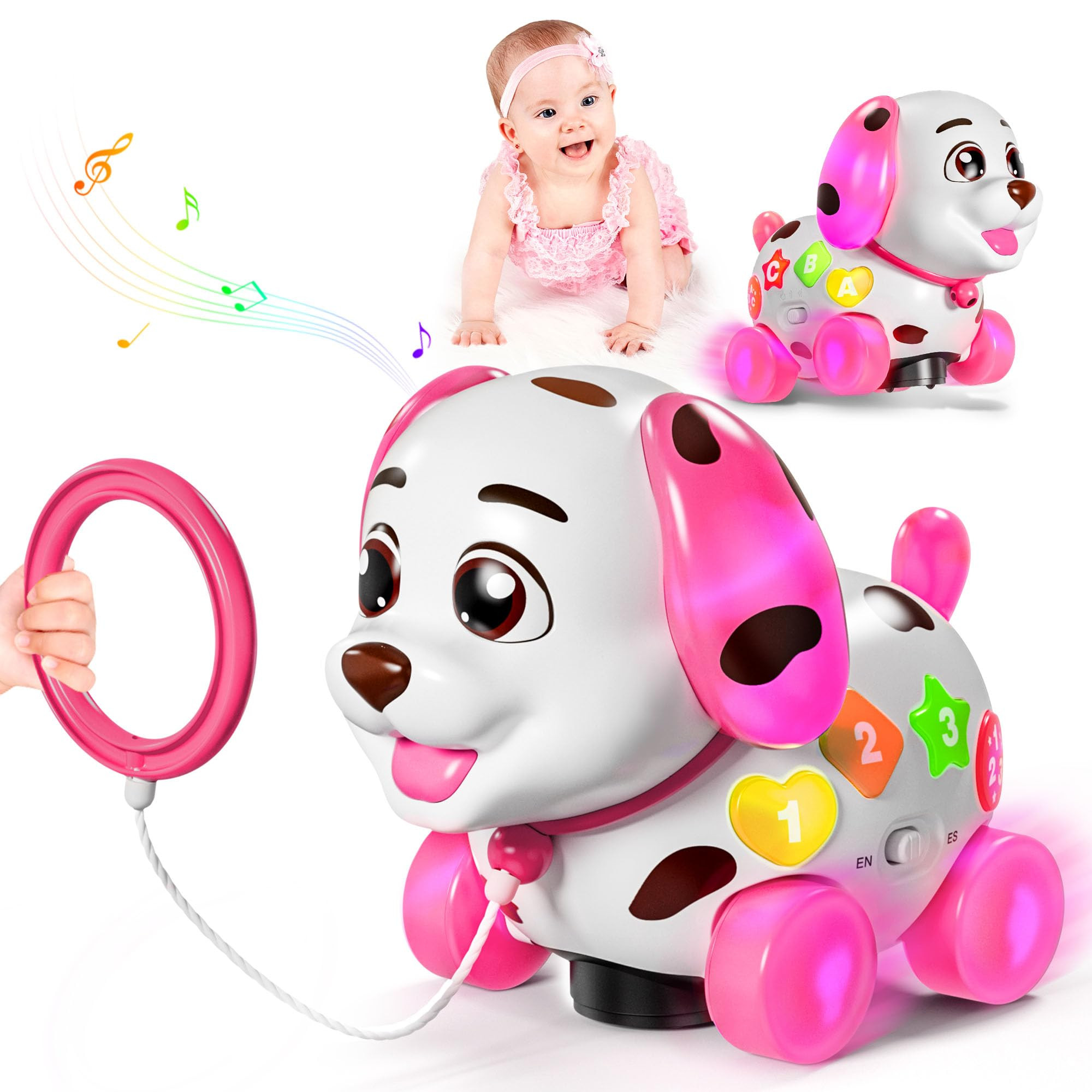 Toys for 1 Year Old Girl Gifts, 1st Birthday Gril Gift, Baby Toy 6-12-18 Months, Musical Puppy Toddler Learning Toy for 1 Year Old Boy Gift Present, Bilingual Toys with Music Light | Amazon (US)