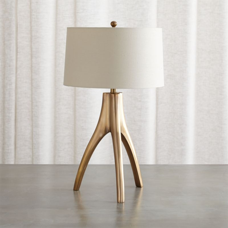 Cleo Brass Tripod Table Lamp + Reviews | Crate and Barrel | Crate & Barrel