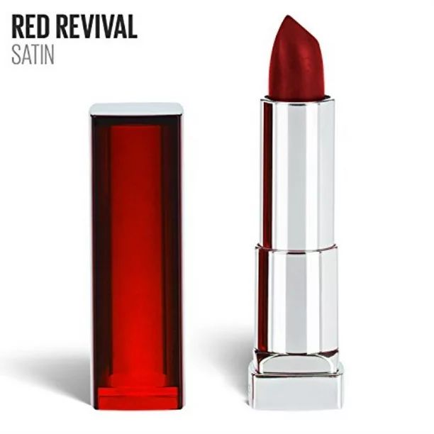 maybelline new york color sensational red lipstick, satin lipstick, red revival, 0.15 oz - Walmar... | Walmart (US)
