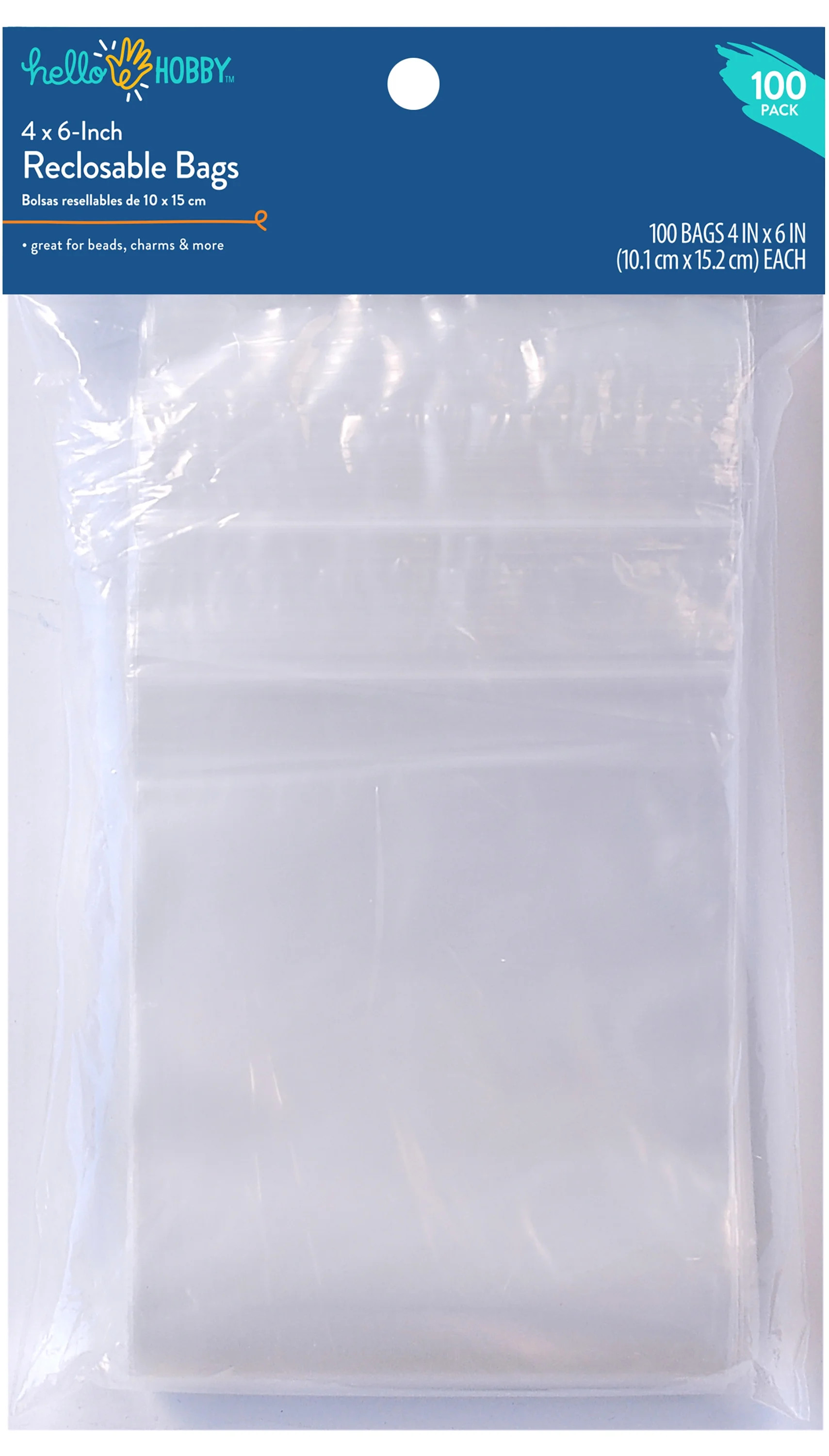 Hello Hobby 4"x 6" Reclosable Plastic Bags 100-Pack – Small Clear Zip Bags for Jewelry Making &... | Walmart (US)