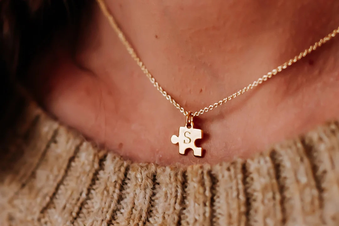 Personalized Gift, Tiny Puzzle Piece Necklace, Friend Group Necklaces - Etsy | Etsy (US)