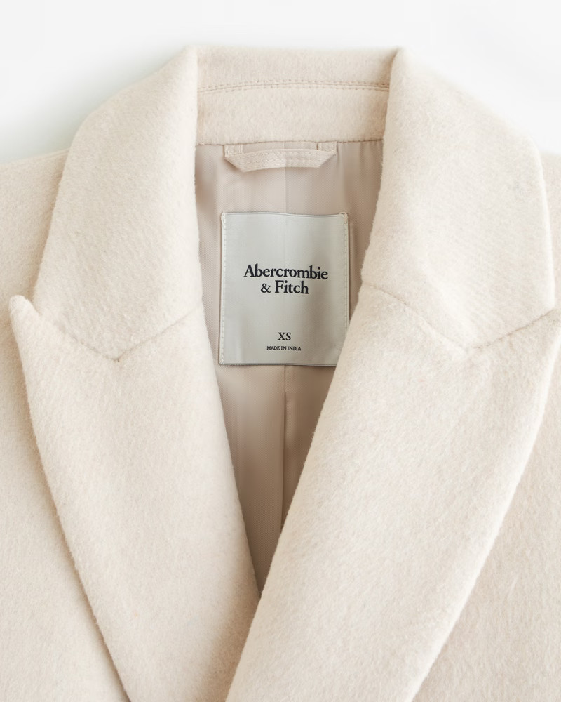 Wool-Blend Double-Breasted Tailored Topcoat | Abercrombie & Fitch (US)