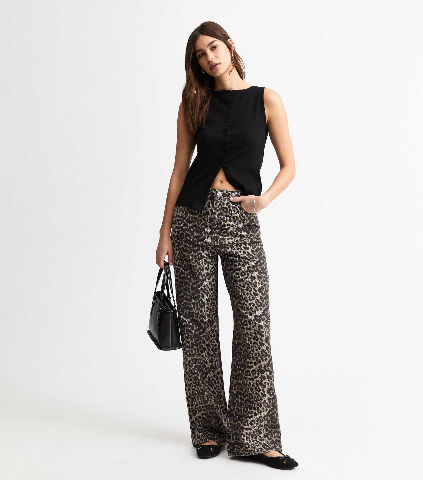 Brown Leopard Print Adalae Wide Leg Jeans | New Look | New Look (UK)