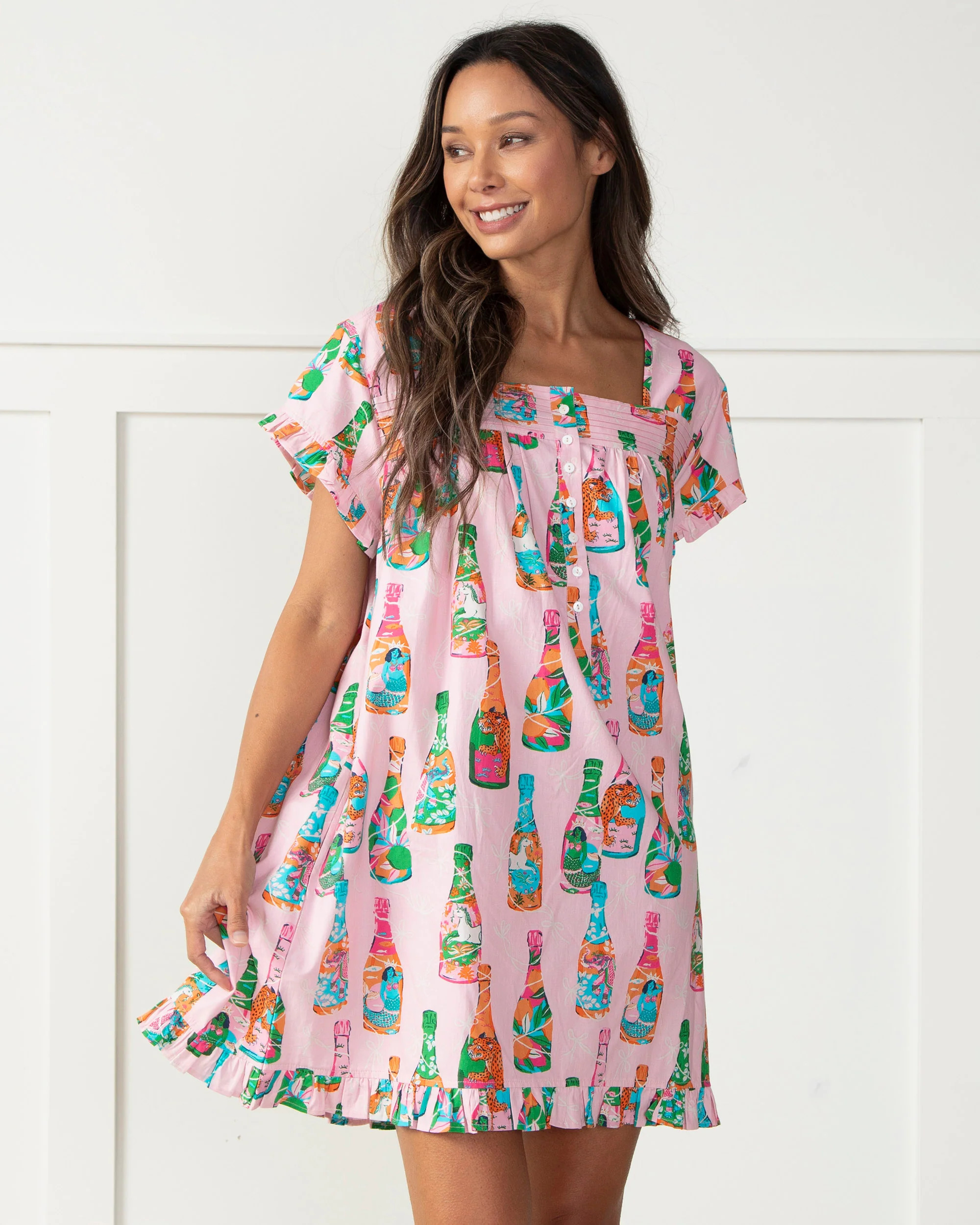 Pop the Bubbly - Pintuck Nightgown - Sparkling Rosé | Printfresh