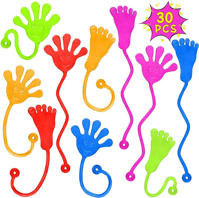 Sticky Hands Bulk 30 PCS Party Favors for Kids 4-8,8-12 Year Stretchy Sticky Hand Feet Goodie Bag... | Amazon (US)
