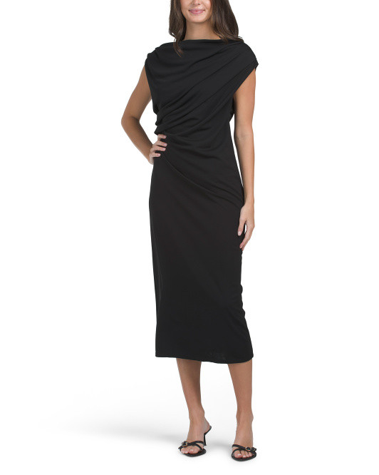 Made In Italy Sleeveless Ruched Midi Dress | TJ Maxx