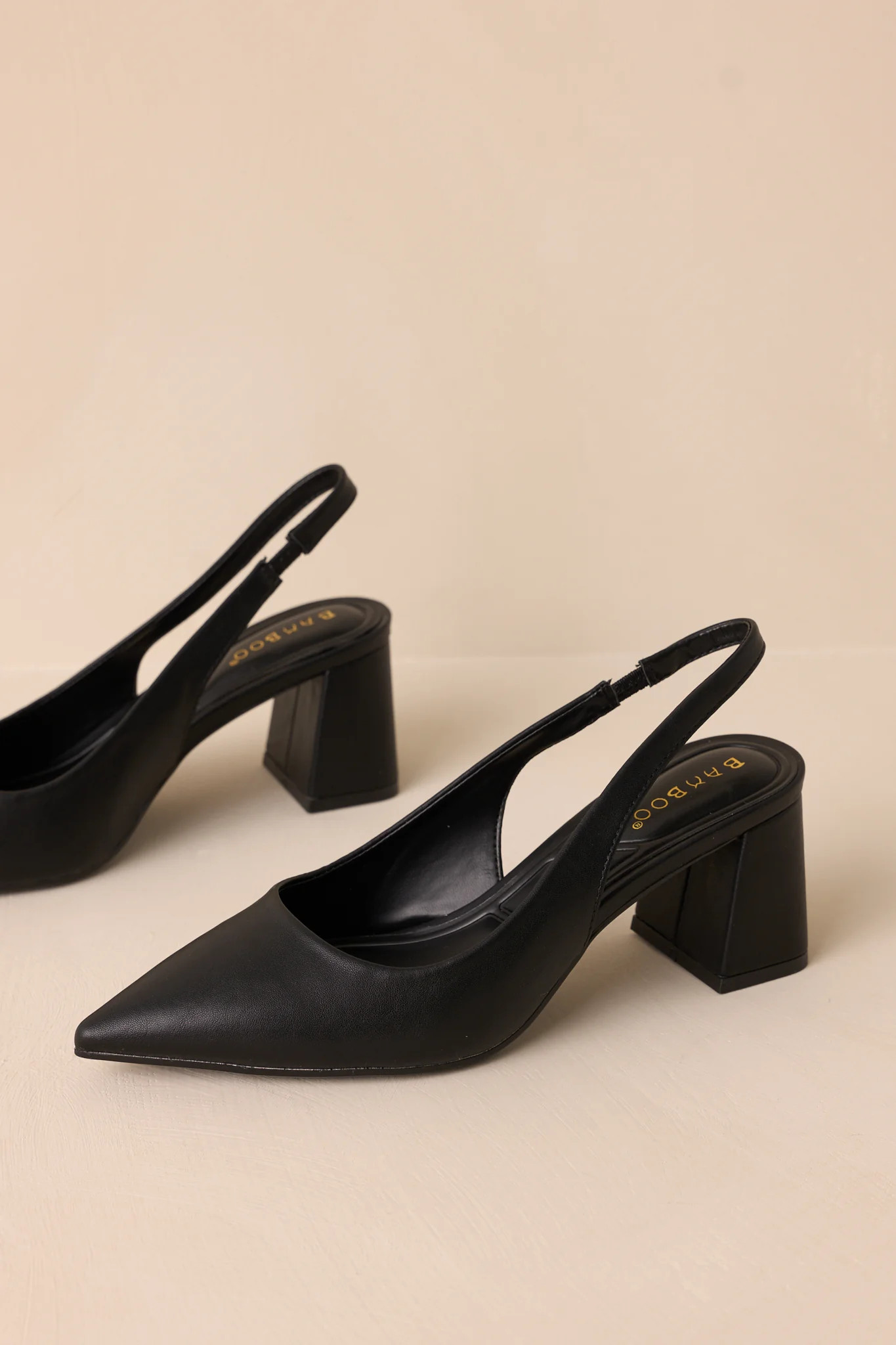 Lost Your Chance Black Pointed-Toe Slingback Heels | Red Dress