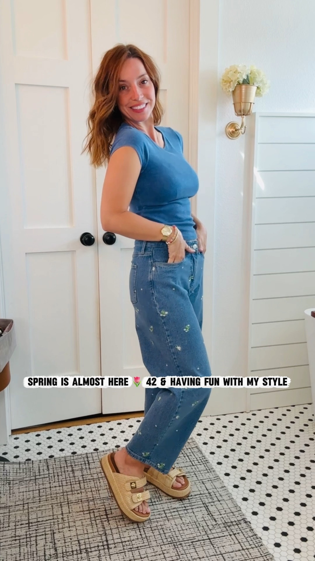 Spring look, same comfy vibe 🌿✨ Walmart pants + my go-to sandals are still doing their thing, I just switched up the top for a little change.

Not everything is the same, but if you’ve been seeing my posts… you already know I’m in my “mix and match what works” era. Same staples, different combos, still cute and easy 🤍 

#LTKOver40 #LTKPetite