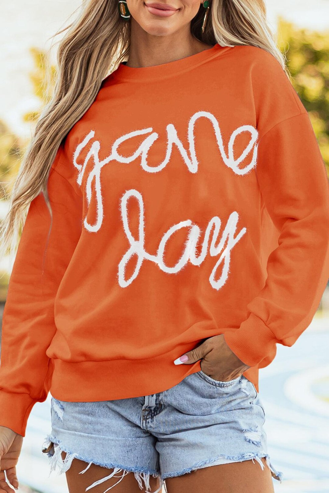 Orange Tinsel Embroidered Pullover: Game Day Southern Football Sweatshirt - Etsy | Etsy (US)