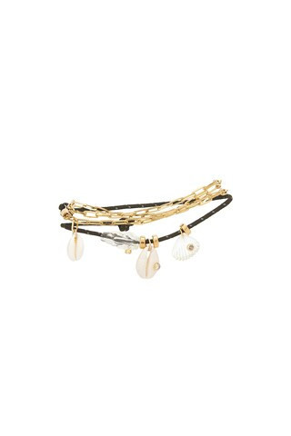 Eliou Reef Anklet in Metallic Gold,Green | FWRD 