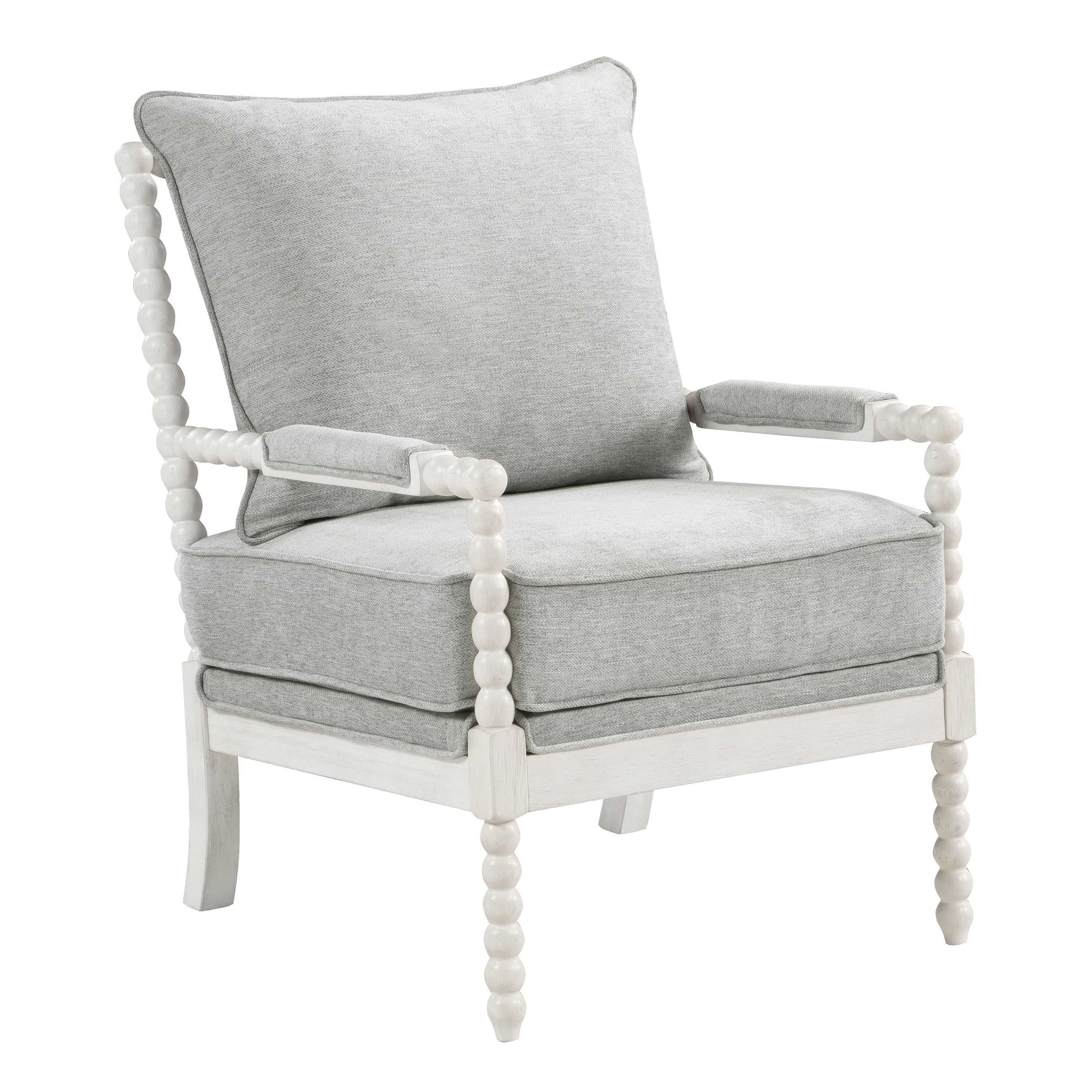 OSP Home Furnishings Kaylee Spindle Chair in Smoke Fabric with White Frame | Walmart (US)
