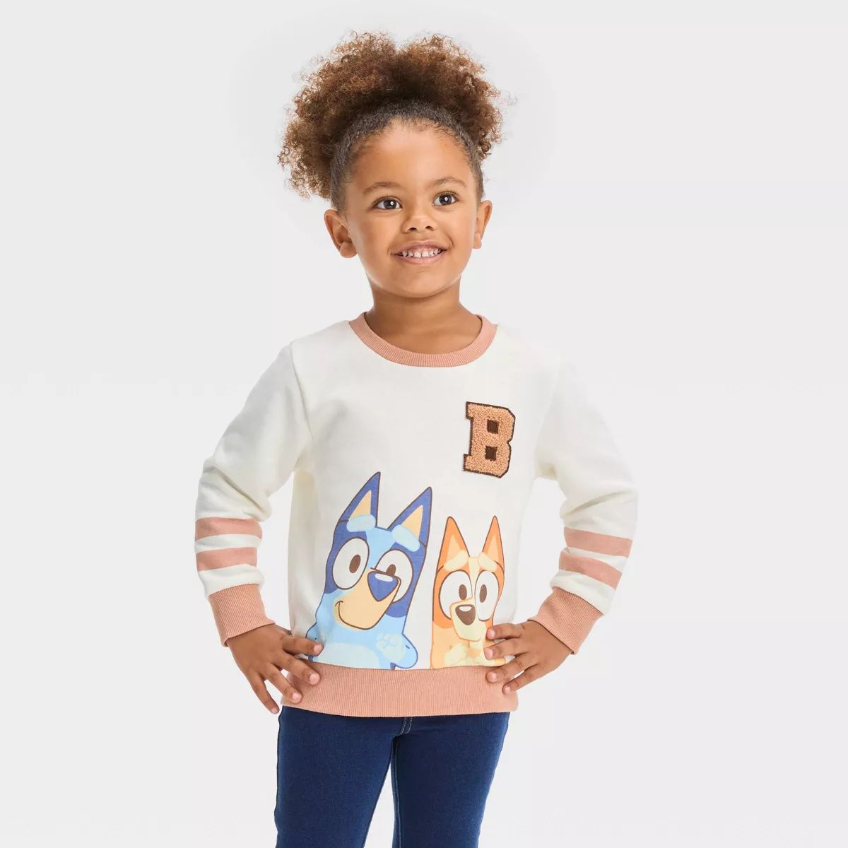 Toddler Girls' Bluey Chenille Fleece Pullover Sweatshirt - Cream | Target