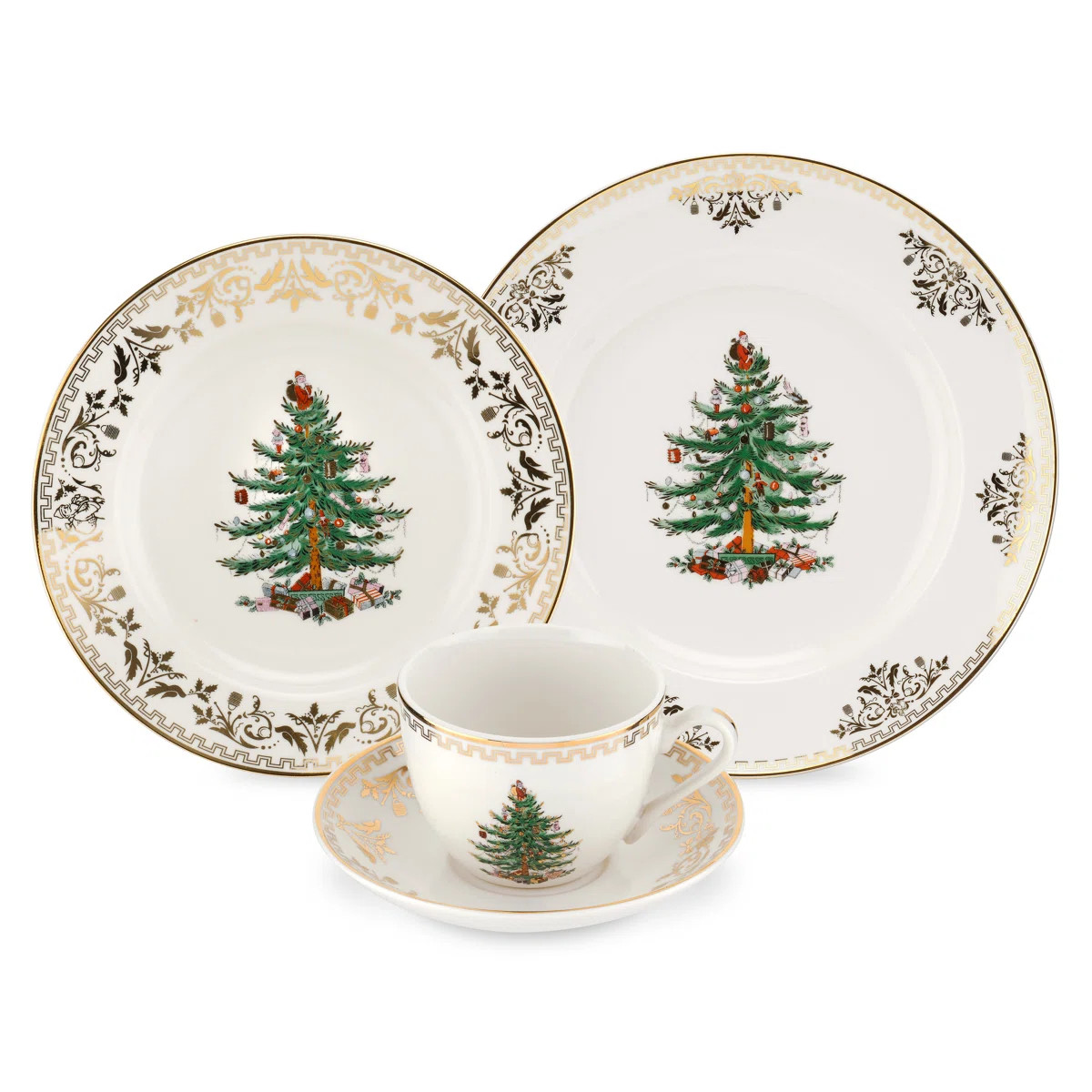 Spode Christmas Tree Gold 4-Pc Place Setting | Perigold