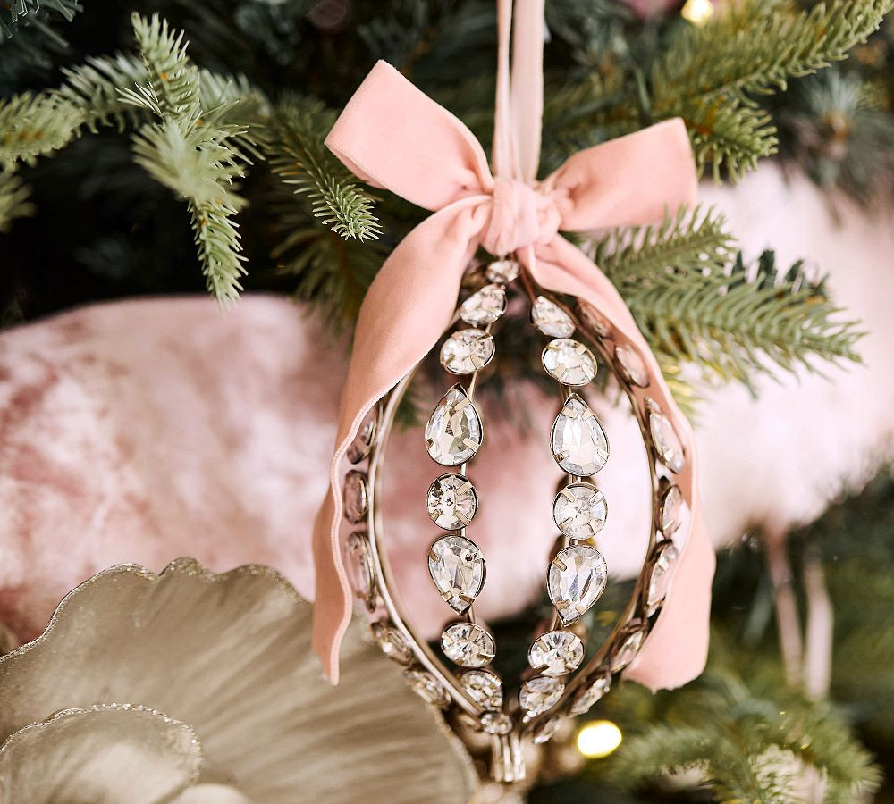 LoveShackFancy Crystal Bow Oval Ornament | Pottery Barn (US)