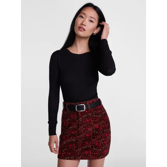 Scenario Women's and Women's Plus Rib Tee with Long Sleeves, Sizes XS-4X | Walmart (US)